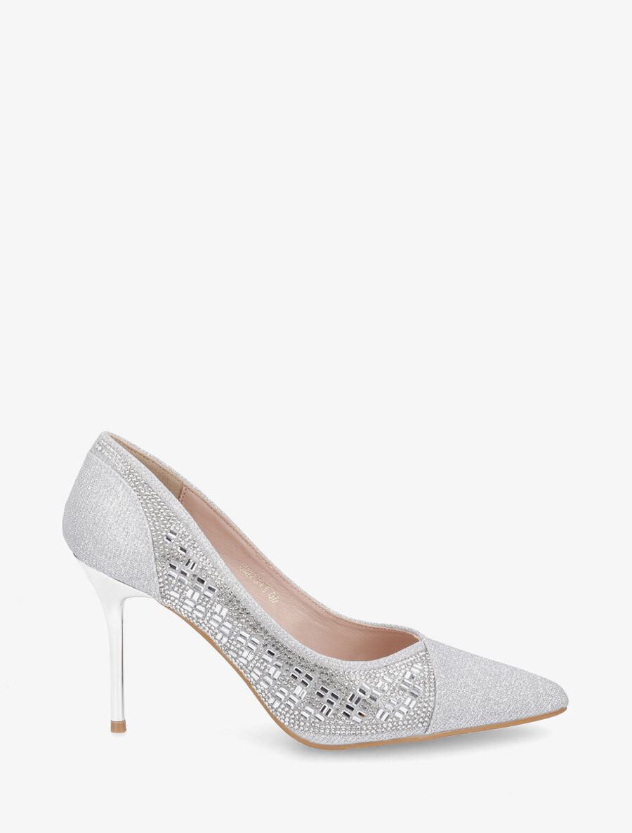 Escarpins pailleté à talon aiguille - Argent - 5