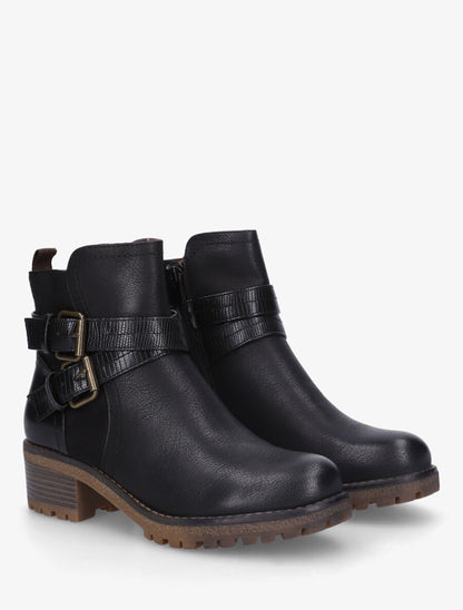 Bottines bimatière à ceinturons - Noir - 4