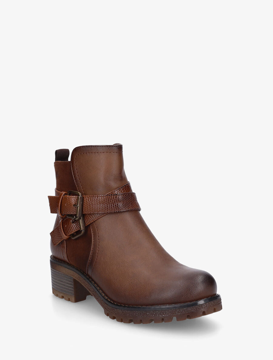 Bottines bimatière à ceinturons - Marron - 2