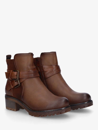 Bottines bimatière à ceinturons - Marron - 4
