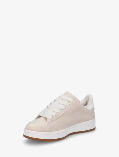 Sneakers en suédine à flocage - Beige - 3