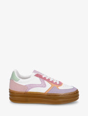 Sneakers à blocs multicolore et semelle épaisse - Rose - 5