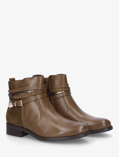 Bottines bi-matière à bandes dépareillés - Taupe - 4
