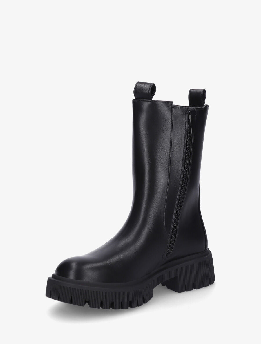 Bottines montantes élastiquées en simili - Noir - 3