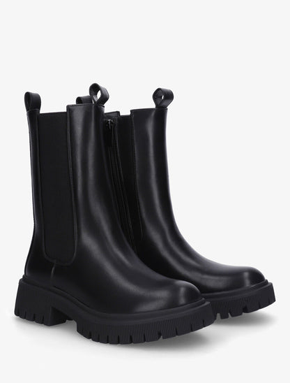 Bottines montantes élastiquées en simili - Noir - 4
