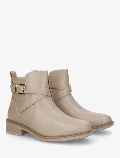 Bottines unies en simili - Beige foncé - 4