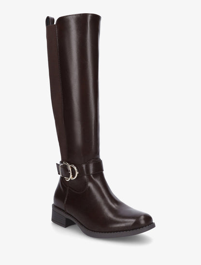 Bottes unies élastiquées et sanglées - Marron - 2