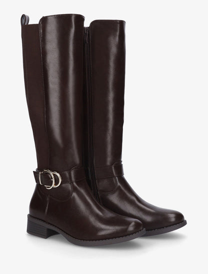 Bottes unies élastiquées et sanglées - Marron - 4