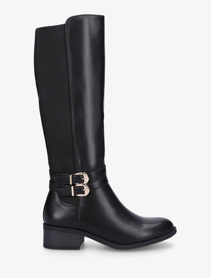 Bottes élastiquées unies à double sangles - Noir - 5
