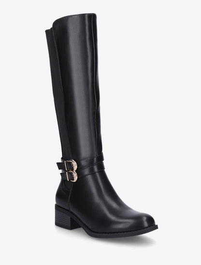 Bottes élastiquées unies à double sangles - Noir - 2