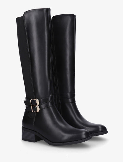 Bottes élastiquées unies à double sangles - Noir - 4