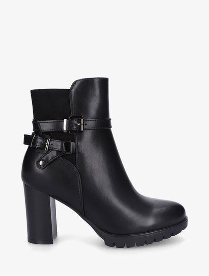 Bottines bimatière à talon haut - Noir - 1