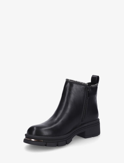 Bottines en simili à strass et bande élastiquée - Noir - 3