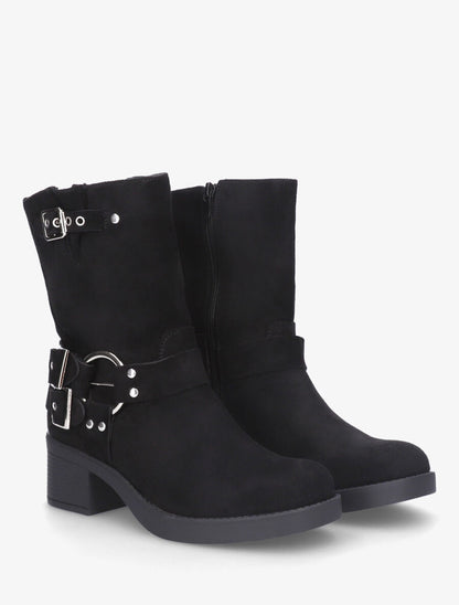 Bottines en suédine à boucles - Noir - 4
