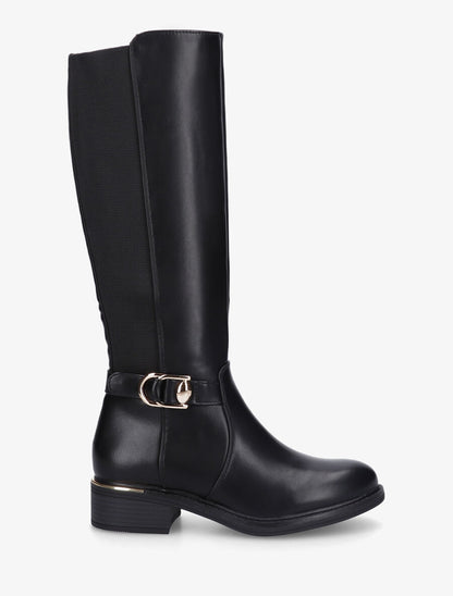 Bottes unies élastiquées à empiècement métal - Noir - 1