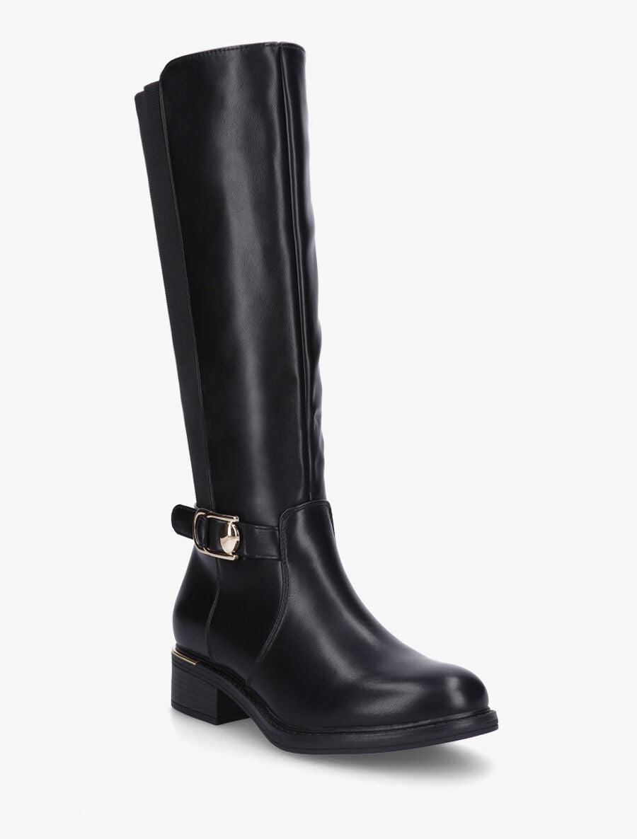 Bottes unies élastiquées à empiècement métal - Noir - 2