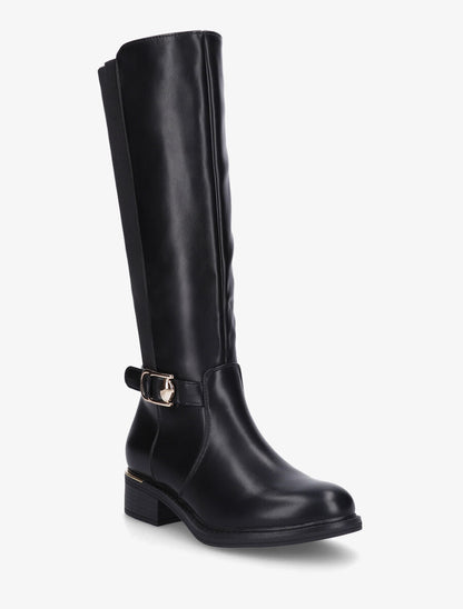 Bottes unies élastiquées à empiècement métal - Noir - 2