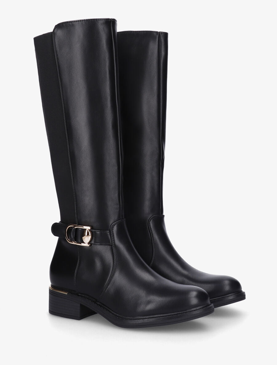 Bottes unies élastiquées à empiècement métal - Noir - 4