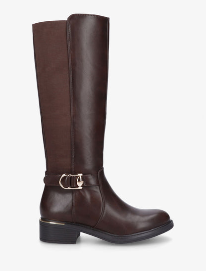 Bottes unies élastiquées à empiècement métal - Marron - 5