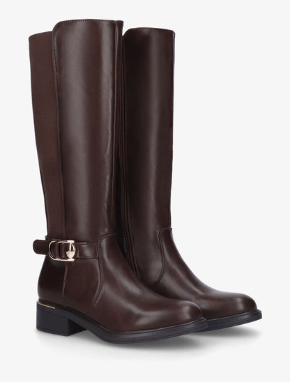 Bottes unies élastiquées à empiècement métal - Marron - 4