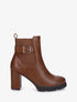 Bottines en simili à talon haut et bande élastiquée - Camel foncé - 1