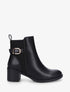 Bottines en simili à talon et bande élastiquée - Noir - 1