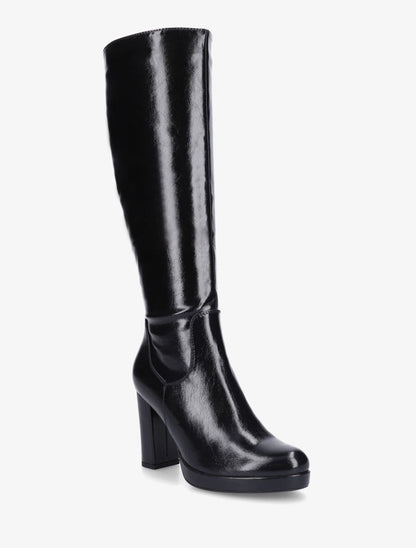 Bottes vernies à plateforme et talon haut - Noir - 2