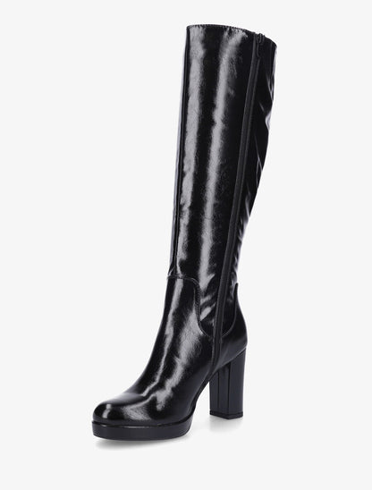 Bottes vernies à plateforme et talon haut - Noir - 3