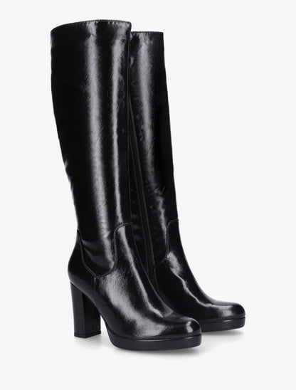 Bottes vernies à plateforme et talon haut - Noir - 4