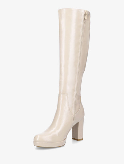 Bottes vernies à plateforme et talon haut - Beige - 3
