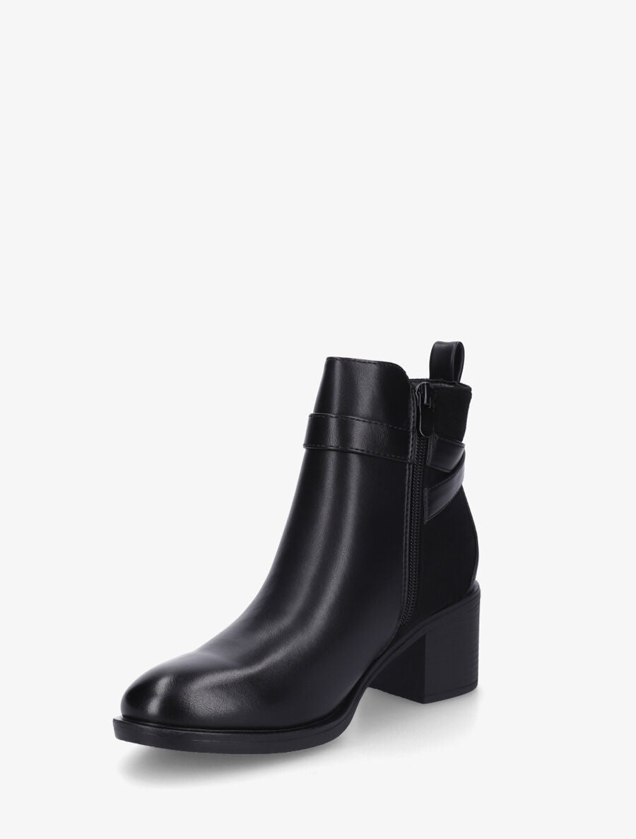 Bottines bimatière à talon - Noir - 3