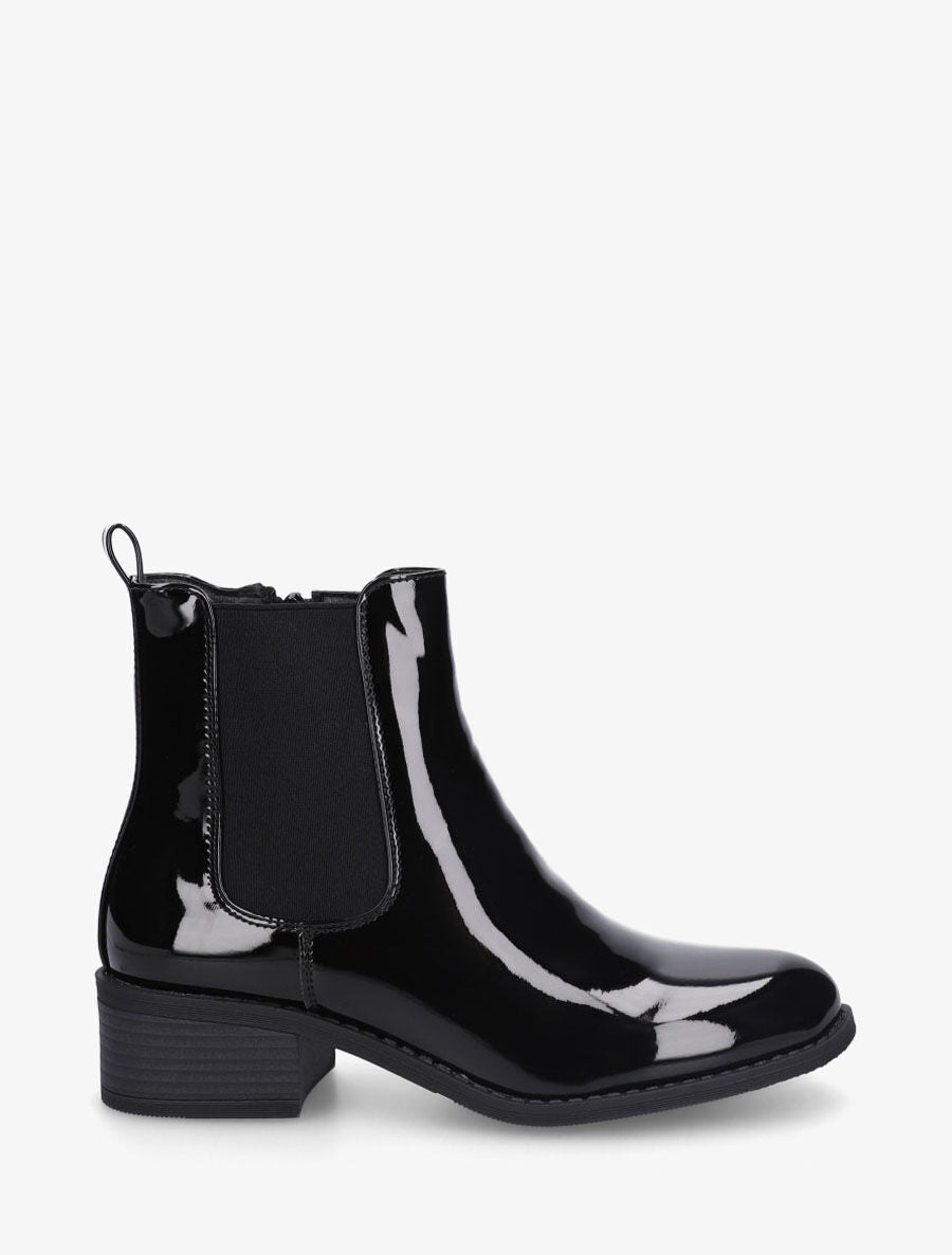 Bottines vernies en simili style chelsea - Noir - 1