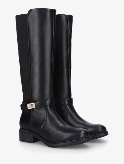 Bottes unies à empiècement métallique au talon - Noir - 4