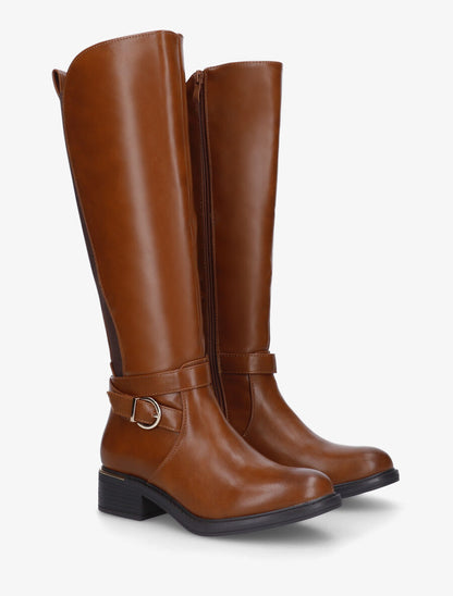 Bottes style cavalière à empiècement métal - Camel - 4