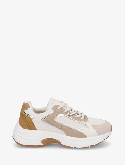 Baskets à plateforme et empiècements stylisés - Beige - 5