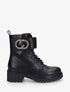 Bottines en simili style rangers à lanière strassée - Noir - 1