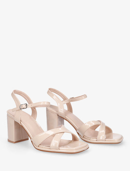 Sandales vernies à talon - Beige - 4