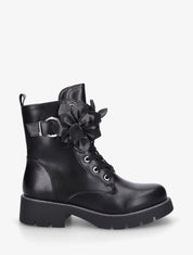 Bottines en simili à empiècement fleurs - Noir - 5