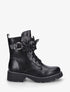 Bottines en simili à empiècement fleurs - Noir - 5