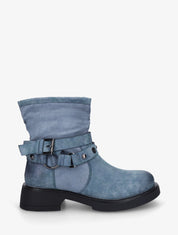 Bottines en simili effet plissé - Bleu - 5