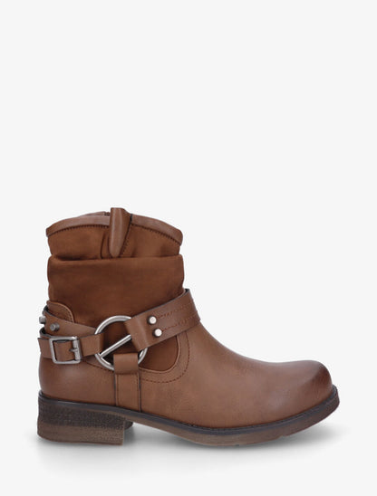 Bottines en simili à cheville effet plissé - Marron - 5