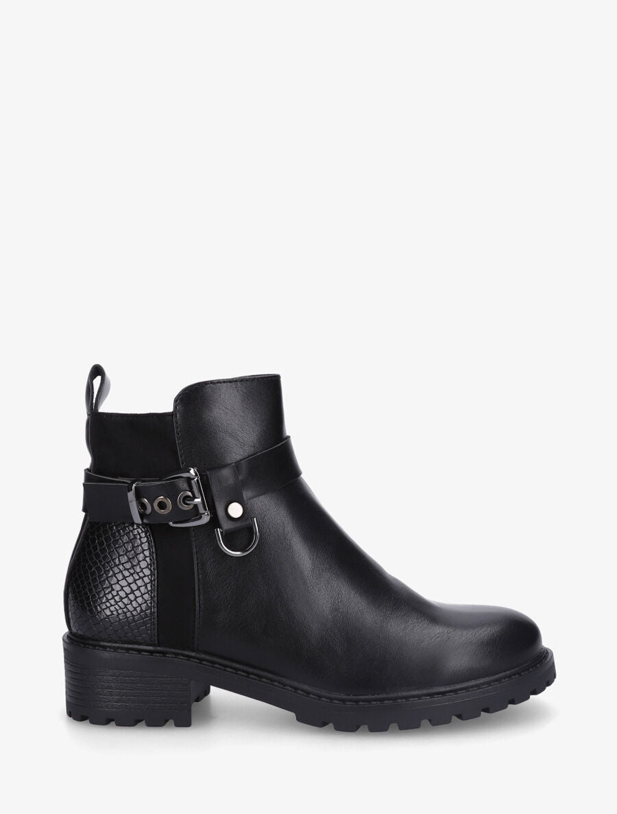 Bottines unies à contrefort python - Noir - 1