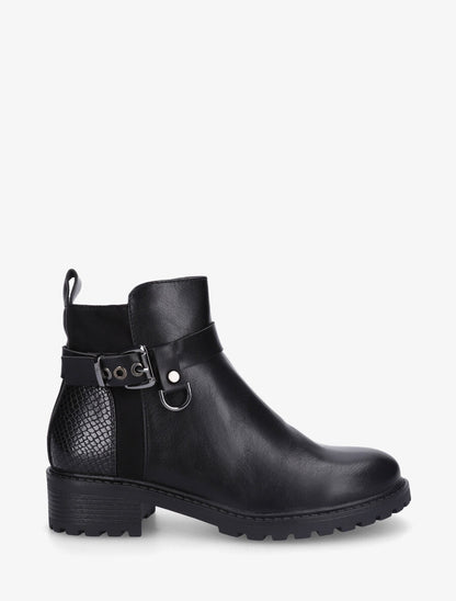 Bottines unies à contrefort python - Noir - 1