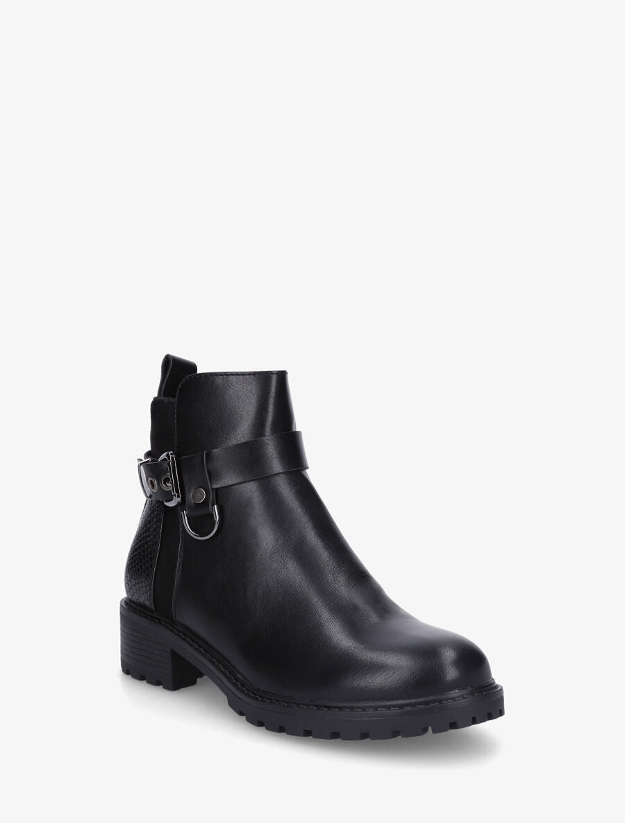 Bottines unies à contrefort python - Noir - 2