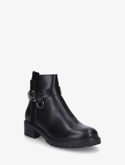 Bottines unies à contrefort python - Noir - 2