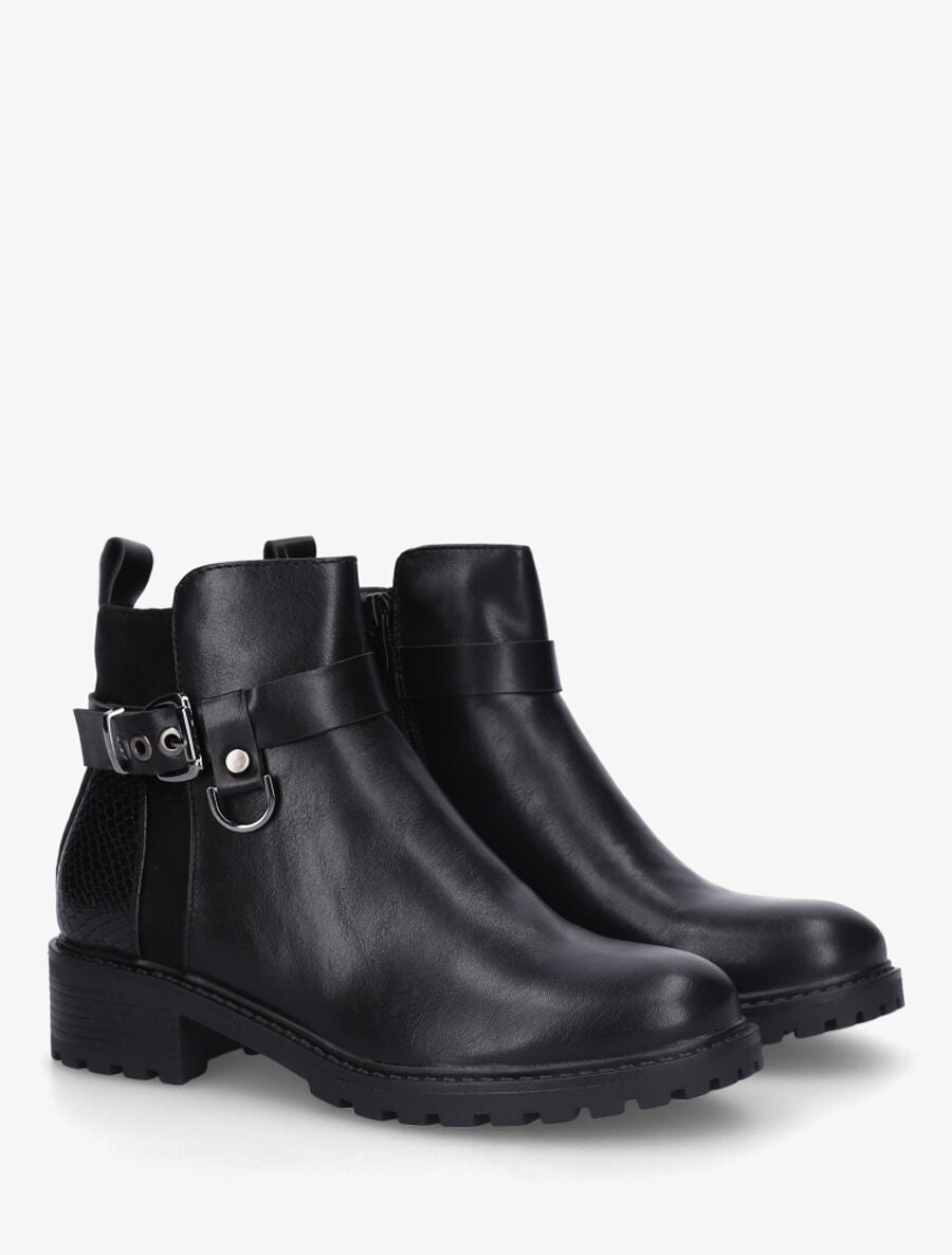 Bottines unies à contrefort python - Noir - 4
