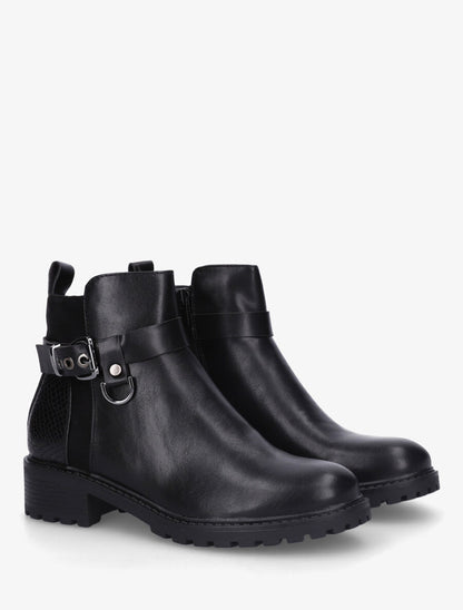 Bottines unies à contrefort python - Noir - 4