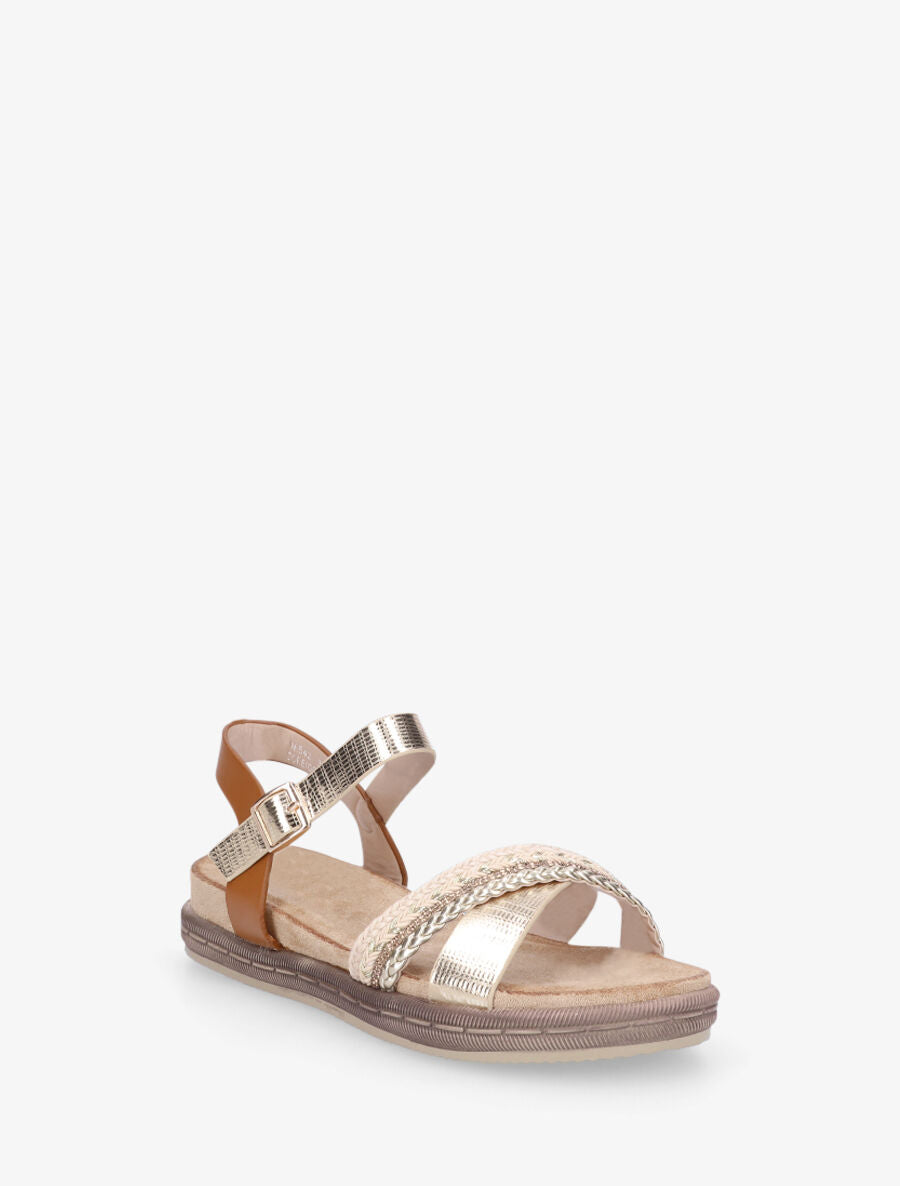 Nu-pieds en simili à brides croisées - Or - 2