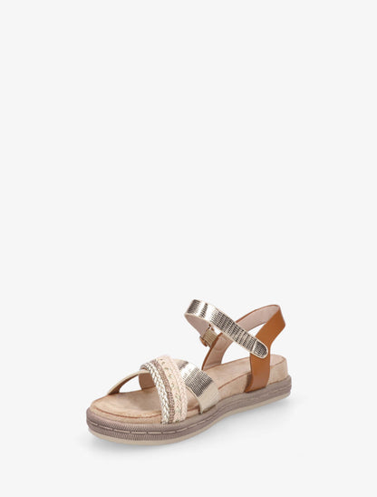 Nu-pieds en simili à brides croisées - Or - 3