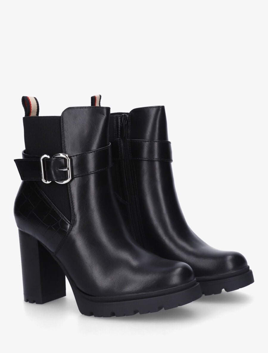 Bottines unies élastiquées à talon haut - Noir - 4